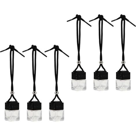 Perfume Bottle Pendants 6 Pieces Black Glass Bottles Wooden
