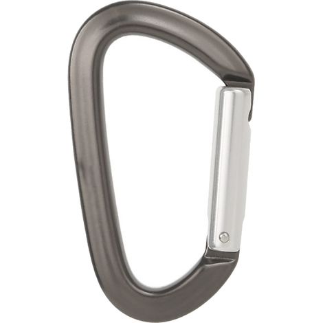 Mousqueton en alliage d'aluminium en forme de D, sécurité verrouillage pour escalade, hamac, porte-clés. Corps gris, tige argentée, déverrouillage rapide. (1/5)