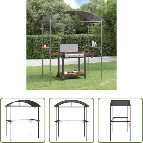 vidaXL Barbecue extérieur - Gazebo BBQ et étagères latérales anthracite 220x115x230cm acier (1/5)