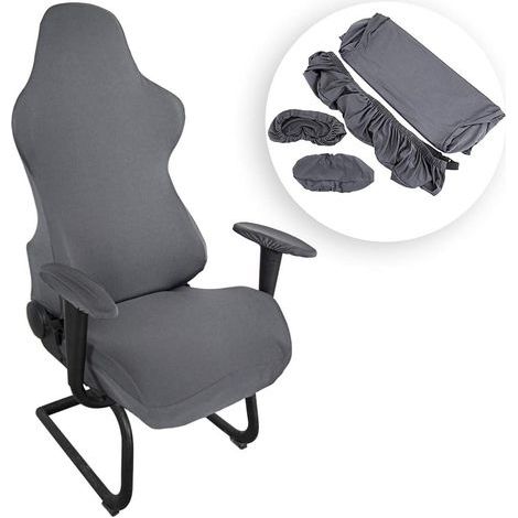 Grey Stretch Gaming Chair Covers – Ergonomic Covers for Racing Style Reclining Office Chairs (Chairs Not Included) (1/5)