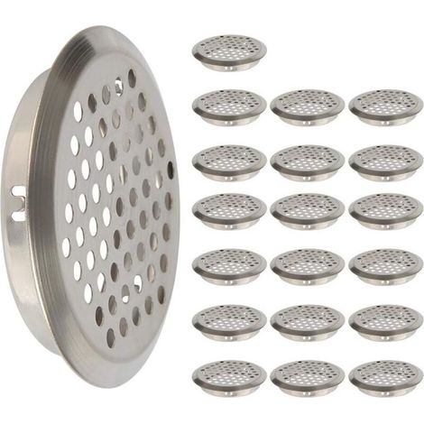Grille de Ventilation INOX 20 pièces 53mm Maille Ronde Respiration désodorisant pour armoire Air évacué Grille d'évacuation Ventilation (1/5)