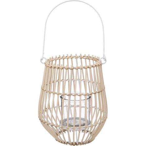 Lanterne Déco en Rotin "Malino" 21cm Beige