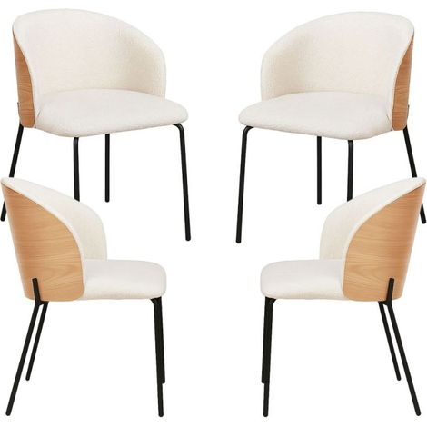 Packs Sillas Comedor - Pack 4 Sillas Glacia Tela Blanca con Respaldo Tapizado en Madera (1/5)