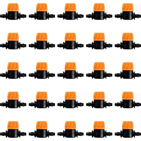 25pcs 4/7 Irrigation Valve, 4/7mm Mini Garden Hose Check Valves, 1/4 Inch Plug Shut Off Valves for Drip Irrigation Pipe, Mini Water Valve for Hose (1/5)