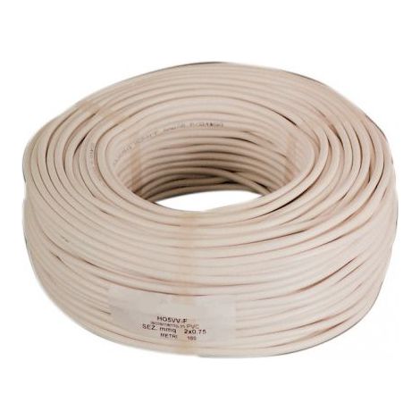 CAVO ELETTRICO H05VV-F SEZ 2X0,75 MM BIANCO 100 MT