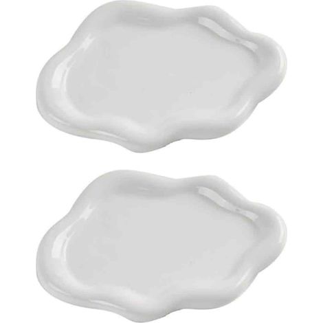 1 Plateau, Céramique, Forme Nuage, Surface Lisse, Rangement Bijoux, Salle de Bain (1/5)