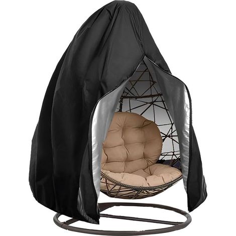 Housse fauteuil suspendu 190D étanche hivernale noir 190x115 cm PU 100 étanche coutures soudées (1/5)