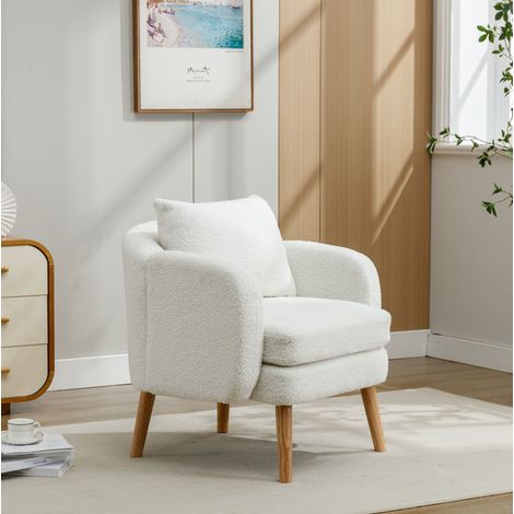 Poltrona teddy bianca 71 x 72 x 79 cm con cuscino, 1 posto, 150 kg DESVIAE (1/5)