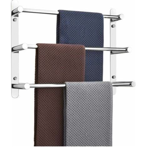 Porte-serviettes mural Inox 304 multicouche - 50 cm - Fixation murale - 3 barres - Pour salle de bain et cuisine (1/3)