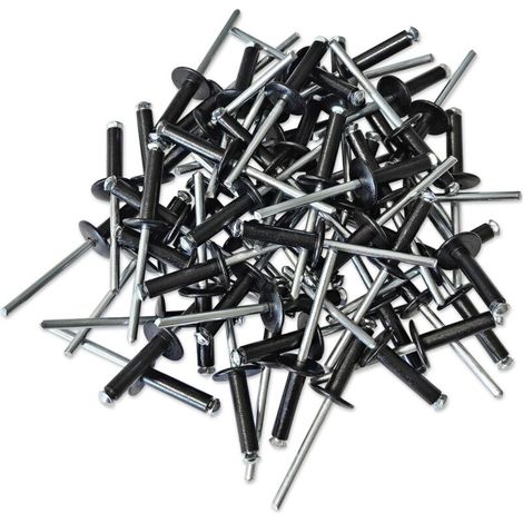 Oc-Pro – Schwarze Breitkopf-Blindnieten 4,8 x 20 mm – 100er-Packung für empfindliche Untergründe – Starke und effektive Befestigung (1/3)