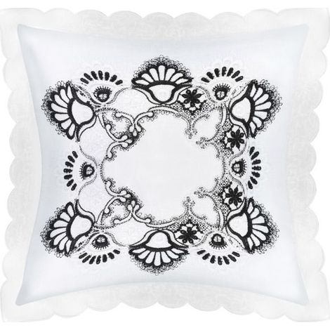 Housse de Coussin - AVIZAR - 40x40 cm - Broderie Blanc et Noir - Élégance - Chic
