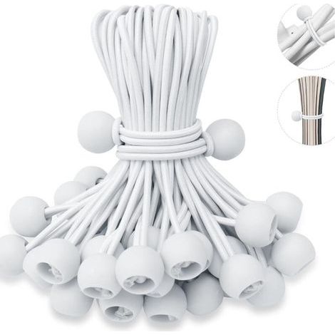 50 cordes élastiques robustes avec boucles pour fixation de bâches, tentes et supports publicitaires (1/5)