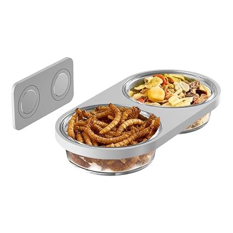 Hamster Stand Bowls Feeder Drinking Bowl Dwarf Hamster Gerbil Mouse Rat Octodon Grey Magnetic Attachment (1/5)