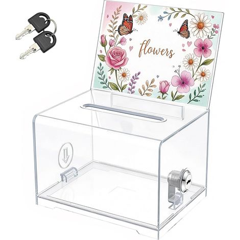 Boîte de Dons en Acrylique, boîte à Dons Verrouillable, Boîte de dons en Acrylique avec Clé, Tirelire Transparente, avec Autocollant, pour Les Votes, Jeux, Concours (1/5)