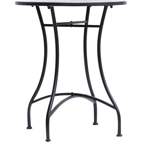 Table de jardin Ø60 x H71 cm, table de balcon en métal résistant aux intempéries, table de repas d'extérieur, table de camping, table d'appoint, table ronde pour jardin, terrasse, balcon, bleu et blan (1/5)