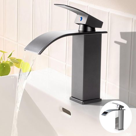 1 Mitigeur Lavabo Cascade Laiton Céramique Monocommande Eau Chaude Froide Salle De Bain (1/5)