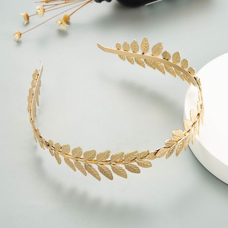 Couronne de feuilles romaines, diadème de déesse xcozu, bandeau de feuilles dorées, serre-tête de mariée grec en feuilles dorées, coiffe bohème en feuilles de laurier dorées.