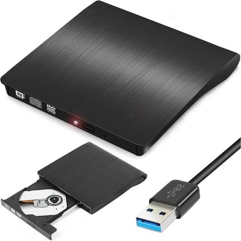 Lecteur DVD Externe, Graveur CD DVD Externe USB 3.0,Ultra Mince Portable CD DVD Drive +/- R ROM RW Enregistreur pour Desktop, (1/4)