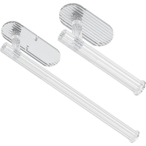 Porte-Serviettes Adhésif Transparent en Acrylique 2pcs, Installation sans Perçage Facile, Support Mural Moderne Cuisine et Salle de Bain (1/5)