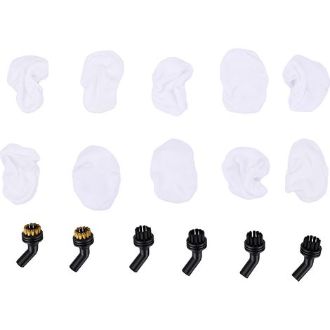 Ensemble de 16 brosses pour nettoyeur vapeur comprenant 2 têtes en laiton, 4 têtes en nylon et 10 chiffons de nettoyage pour carrelage, joints et sols scellés. (1/5)
