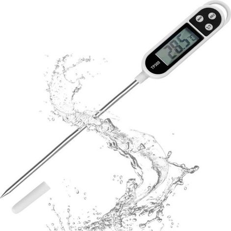 termómetro de cocina, sonda de acero inoxidable de 14,5 cm, rango de -50 a 300 °C, función para mantener caliente, apto para barbacoa y repostería. (1/5)
