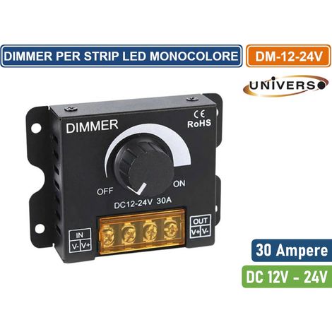 DIMMER INTERRUTTORE CON MANOPOLA PER STRIP LED MONOCOLORE DC12/24V POTENZA MASSIMA 720W (1/5)