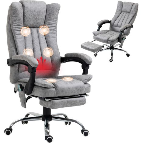 Vinsetto silla de oficina con 6 puntos de masaje vibratorio, reclinable con función calefacción, reposapiés, altura ajustable y control remoto