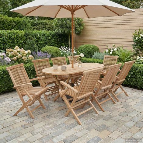 vidaXL Conjunto de Muebles de Jardín 9 uds. Natural (1/5)
