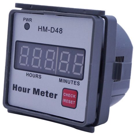 Relay temporisateur/compteur à accumulation HM-D48 with mounting on rail DIN, temps d'accumulation, 12-240 V AC/DC, large voltage universal.