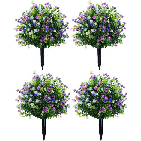 Arbres artificiels en pot (1/2/4 pièces) tuteur de jardin faux camélias topiaires résistants aux UV avec support - Lot de 4 (1/5)