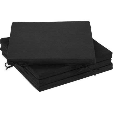 Galette de chaise lot de 4 – Dimensions 39,5 x 39,5 cm – Coussins en polyester noir – Pour intérieur et extérieur (1/5)