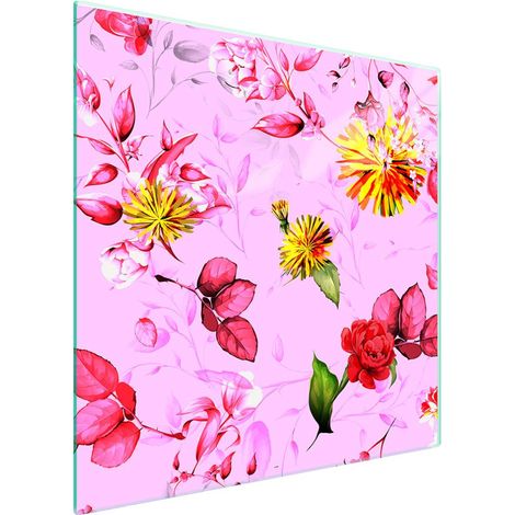 Protezione in vetro per piano cottura 50x52 cm con motivo floreale (1/5)