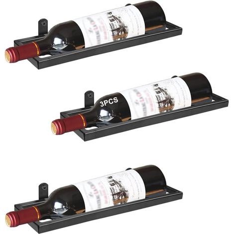 KLVGTIFS PU - Étagère à vin murale en métal, présentoir à bouteilles de vin suspendu, étagère à vin rouge pour la maison, la cuisine, le bar (Noir 3) (1/5)
