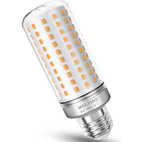 Ampoule LED E27 type « maïs », 25 W, blanc chaud 3 000 K, 1 900 lm, équivalent à une ampoule à incandescence de 200 W, culot E27, non dimmable, lot de 1.