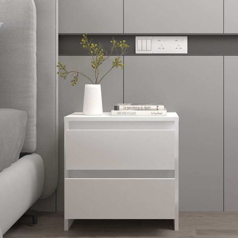Table de chevet-Table de nuit blanc 45x34,5x44,5 cm bois d’ingénierie 298548 (1/5)