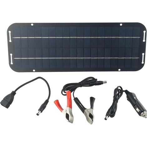 Chargeur de batterie solaire de voiture 60 W 12 V, mainteneur de batterie de voiture, panneau solaire amorphe portable de 60 W, kit de secours avec clip pour voiture, camping-car, caravane, van (1/5)