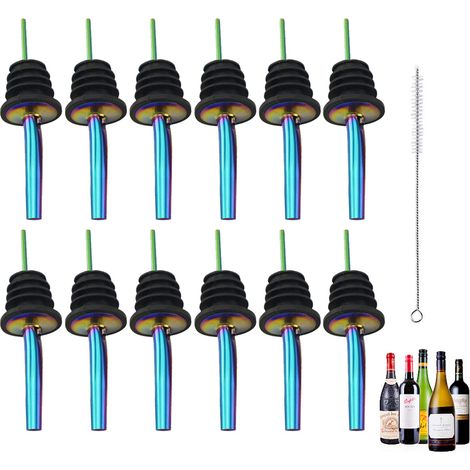 Bouchon Verseur Pour Bouteille - Acier Inoxydable - Étanche - Convient Bouteilles Ø 22 mm - Lot de 12 + Brosse de Nettoyage (1/5)