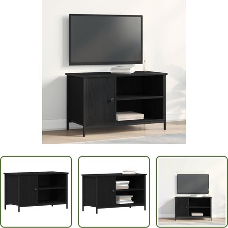 Meuble tv chêne noir - Meuble TV Chêne noir 80 x 40 x 50 cm Bois d'ingénierie (1/5)