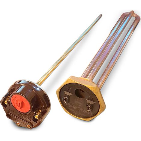 Resistenza elettrica corazzata da 1500 watt con termostato a gambo per scaldacqua e bollitori (1/2)