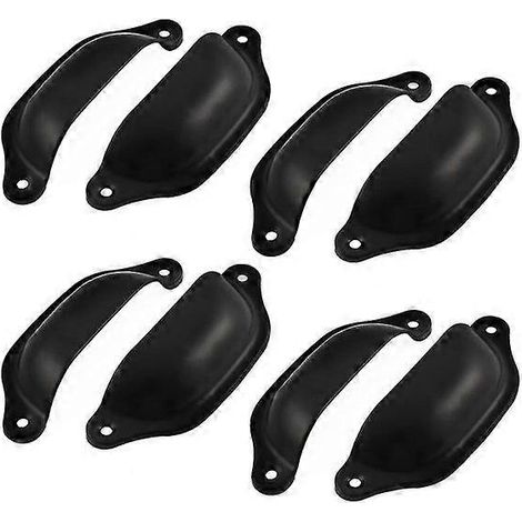 Poignées de tiroir vintage en métal noir, lot de 8, pour tiroirs, armoires et placards, 97 x 35 x 18 mm (1/4)