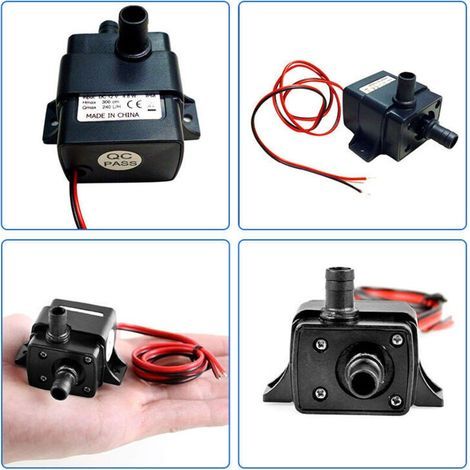 12V Pompe à Eau Silencieux Etanche Pompe Submersible de Fontaine Aquarium 240L/H Lift 300cm