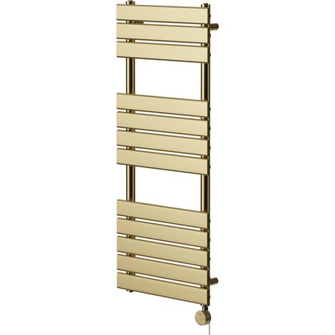 Wholesale Domestic Amaldi Colore Brushed Brass 1200mm x 500mm Straight Digital Thermostatic Electric Heated Towel Rail (1/5)