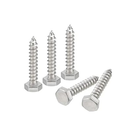 Vis Hex Head Lag Screws Boulons, 5Pcs 1/4" x 1-1/2" 304 Acier Inoxydable Partiel Filetage Vis à Bois (1/5)
