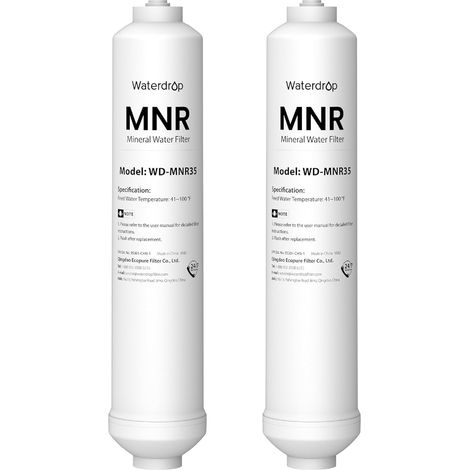 Waterdrop Reminéralisation Inline Filtre à Eau, 1/4” Quick Connect Post Filtre pour RO Osmose Inverse Système de Filtration, Restauration Minéraux Essentiels, WD-MNR35 (2) (1/5)