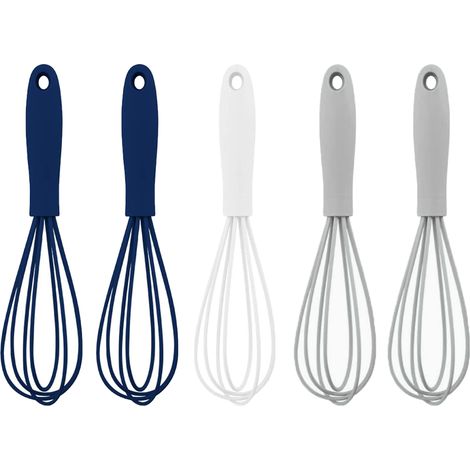 Lot de 5 mini fouets de cuisine colorés en silicone, pour mélanger la pâte, le lait et les œufs. (1/5)