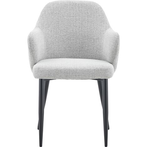 Set de 2 sillas de comedor de tejido gris claro, H 83 cm, patas de metal negras (1/5)