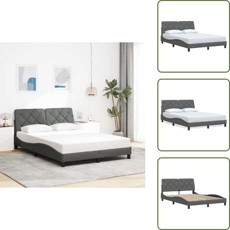 Bettgestell ohne Matratze Dunkelgrau 120x200 cm Stoff - Bettgestell - Bettgestelle - Bettrahmen - Bett (1/5)