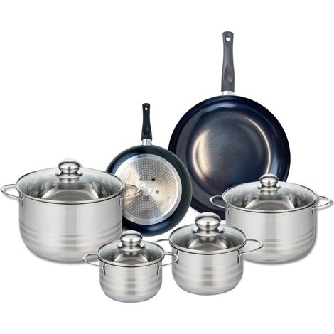 Ensemble de 2 Poêles de cuisson 20 et 28 cm et 5 faitouts 12, 14, 16, 20 et 24 cm Elo Prima Brillant (1/5)