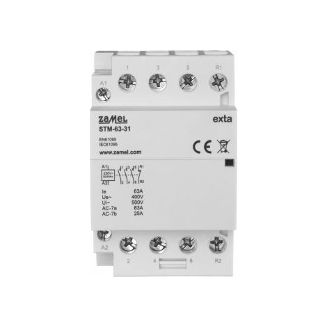 Contactor de instalación modular 63A 3NO+1NC 230V CA tipo: STM-63-31 EXT10000301