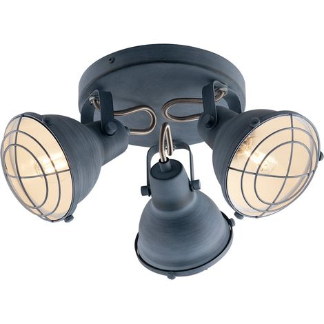 "Plafoniera CUBA in metallo grigio stile industrial con tre diffusori" (1/2)